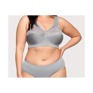 Glamorise Womens  50b Full Coverage Support Bra Gray Lace Comfort Full Figure